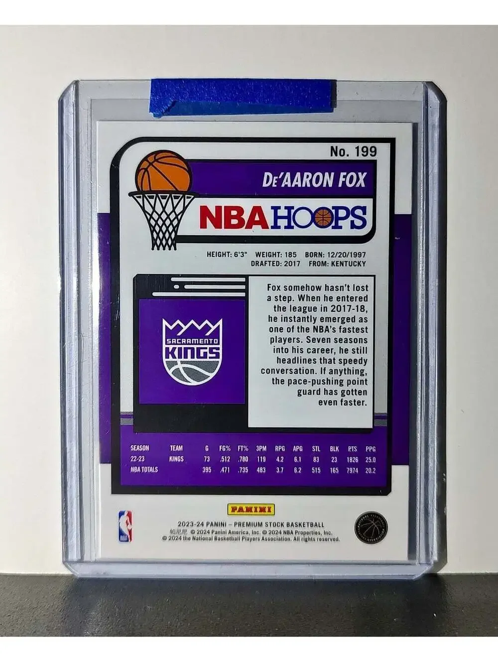 De’Aaron Fox 2023-24 Panini Premium Stock NBA Hoops #199 Prizm Sacramento Kings